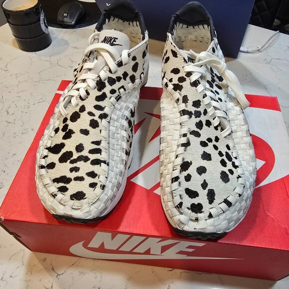 Nike Air Footscape Woven White Cow Print Mens Sz 10 Casual Shoes FB1959-102 NEW - Picture 2 of 8